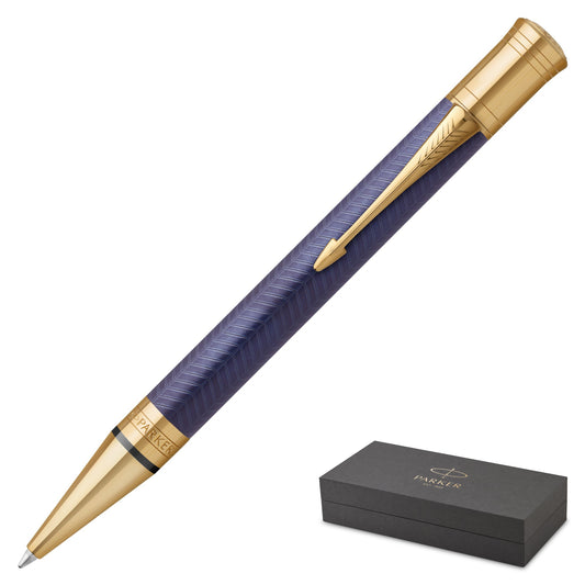 Parker Duofold Pastel Blue Chevron Ballpoint Pen with Gold Trim