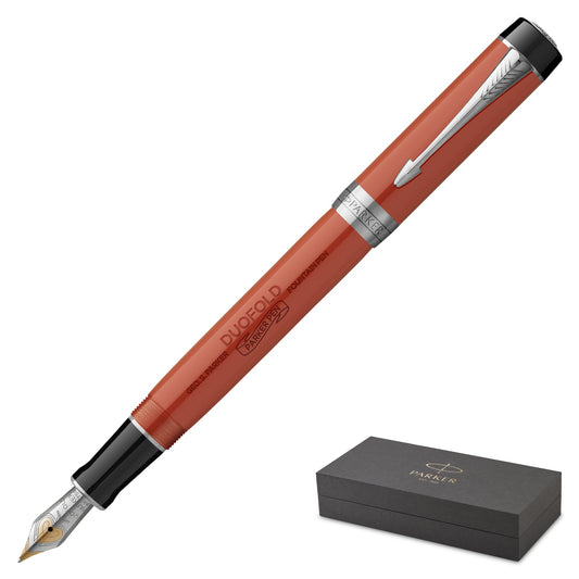 Parker Duofold Big Red Vintage Centennial Fountain Pen with Chrome Trim Fine Nib