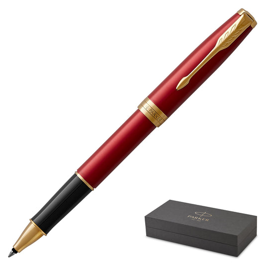 Parker Sonnet Red Gold Trim Rollerball Pen