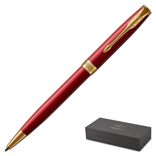 Parker Sonnet Red Gold Trim Ballpoint Pen
