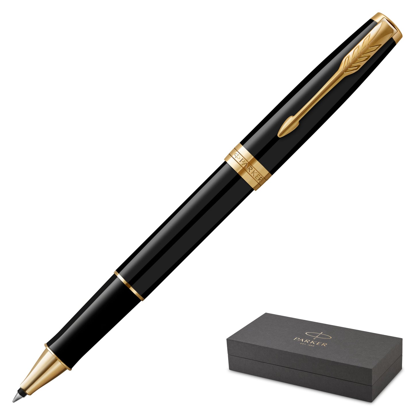 Parker Sonnet Black Gold Trim Rollerball Pen