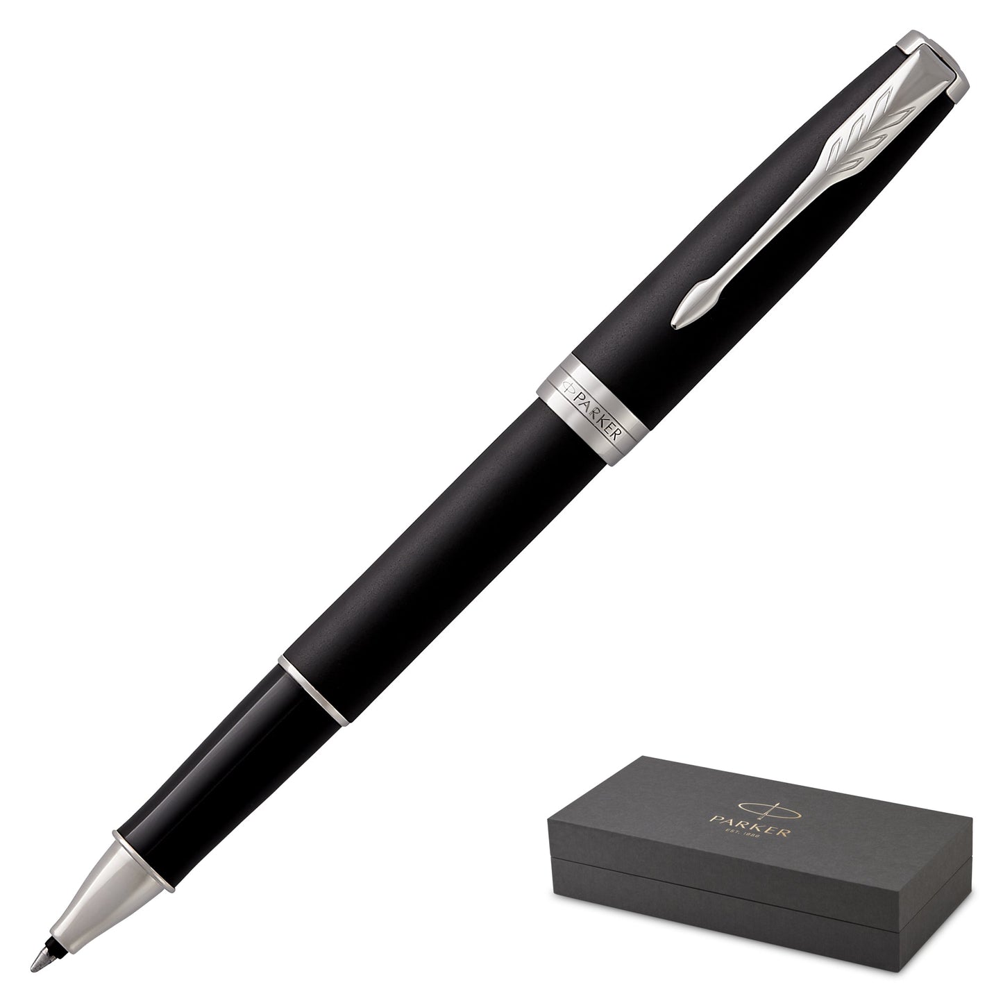 Parker Sonnet Matte Black Chrome Trim Rollerball Pen