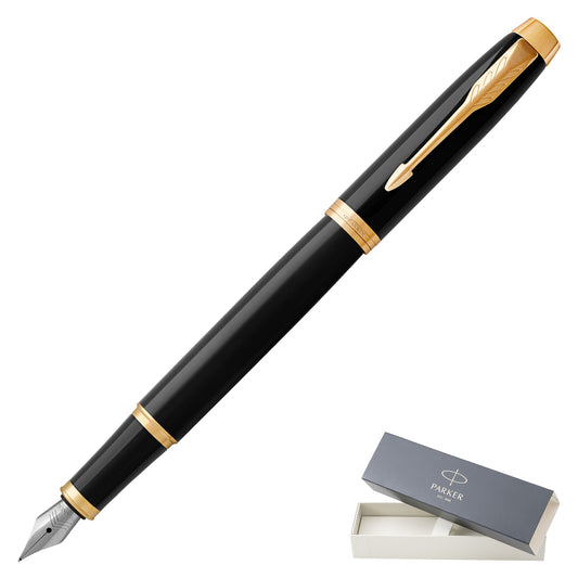 Parker IM Black Gold Trim Fountain Pen Fine Nib