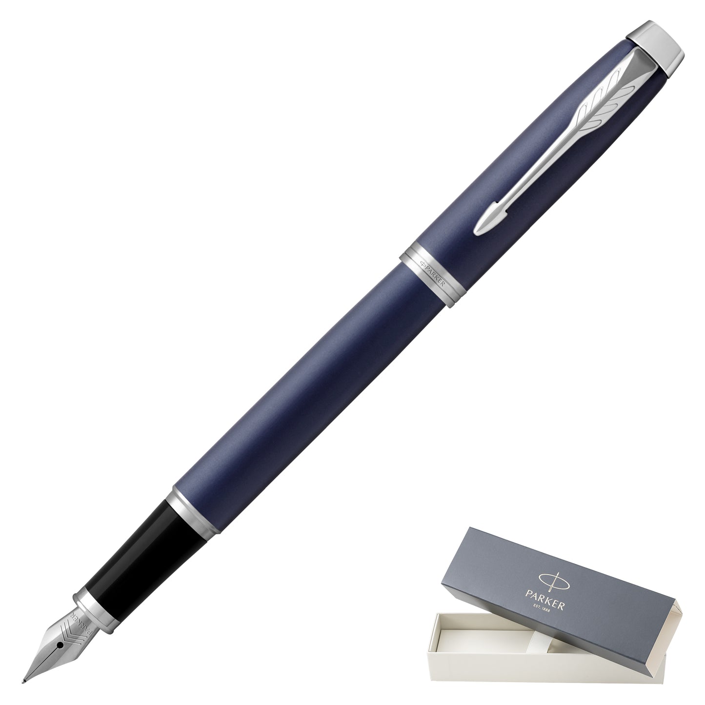 Parker IM Blue Chrome Trim Fountain Pen Medium Nib