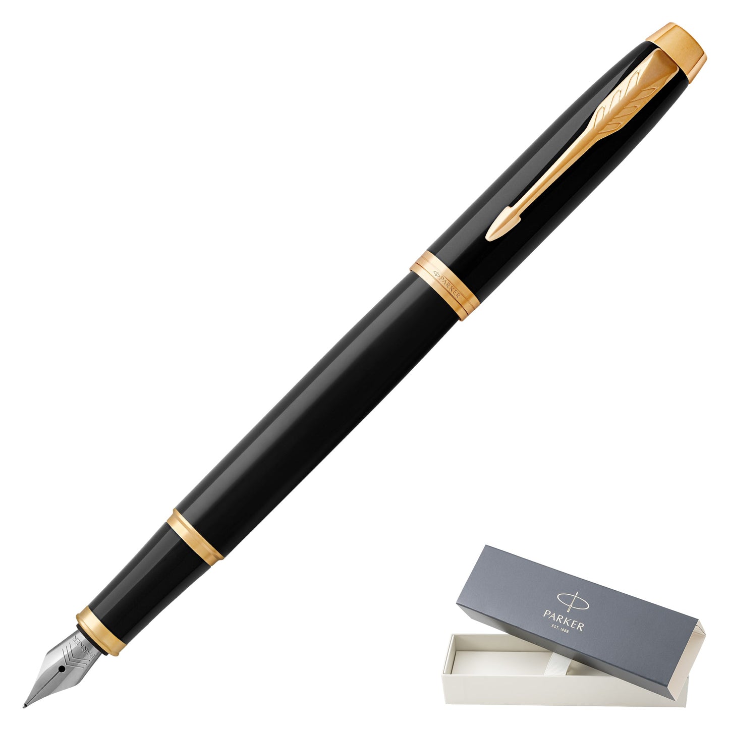 Parker IM Black Gold Trim Fountain Pen Medium Nib