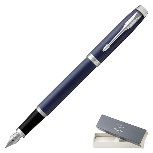 Parker IM Blue Chrome Trim Fountain Pen Medium Nib