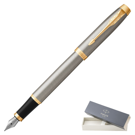 Parker IM Brushed Metal Gold Trim Fountain Pen