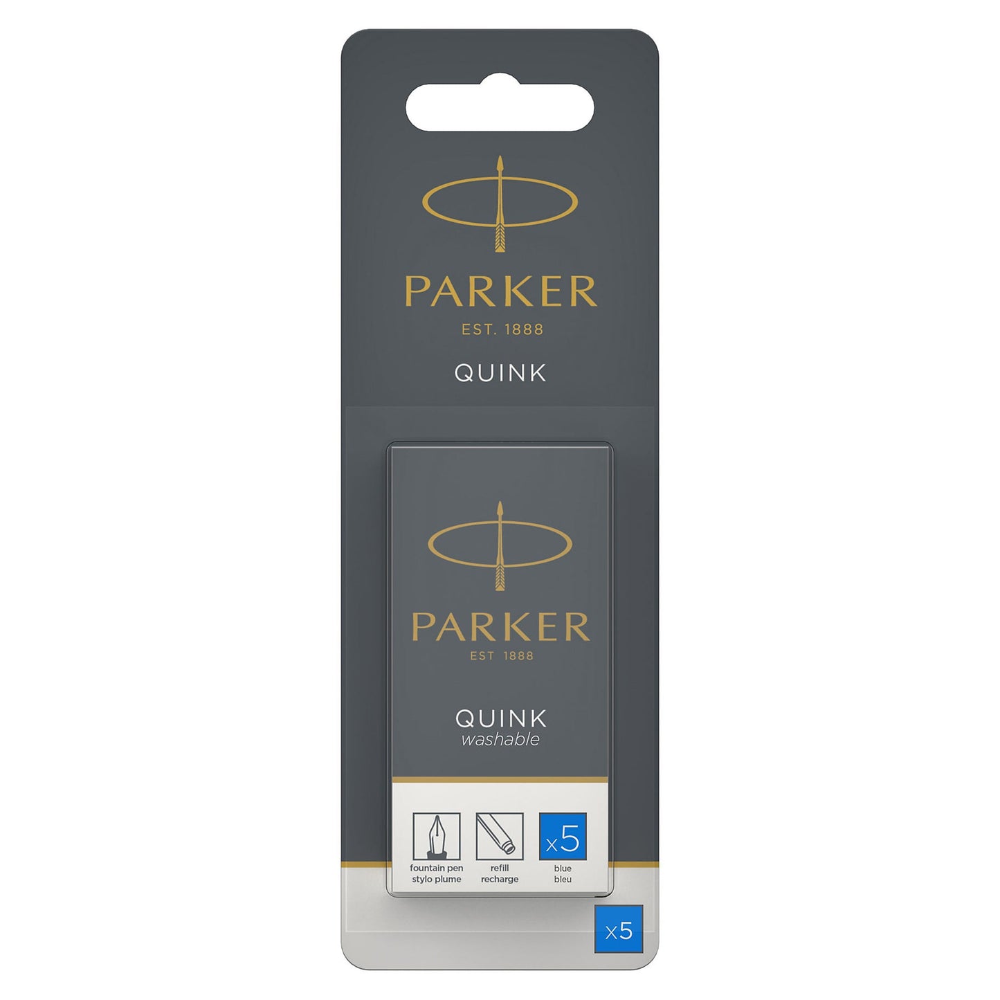 Parker Quink Washable Blue Ink Cartridges (Pack of 5)