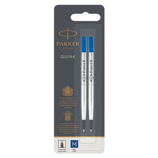 Parker Quink Rollerball Pen Refill in blue ink with a medium tip