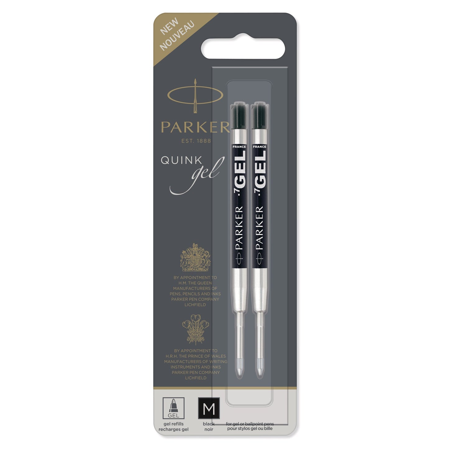 Parker Gel Ballpoint Pen Refills with medium black ink pack of 2