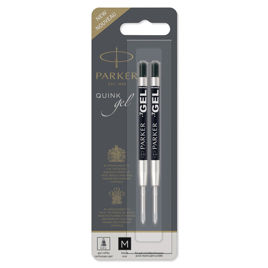 Parker Gel Ballpoint Pen Refills with medium black ink pack of 2