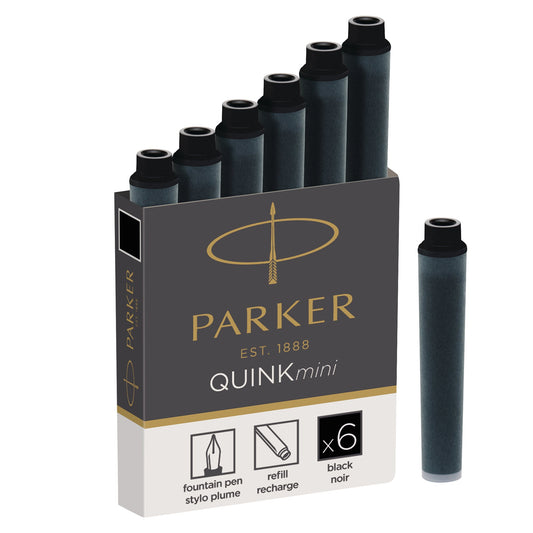 Parker Quink Short Ink Cartridges in black Pack of 6
