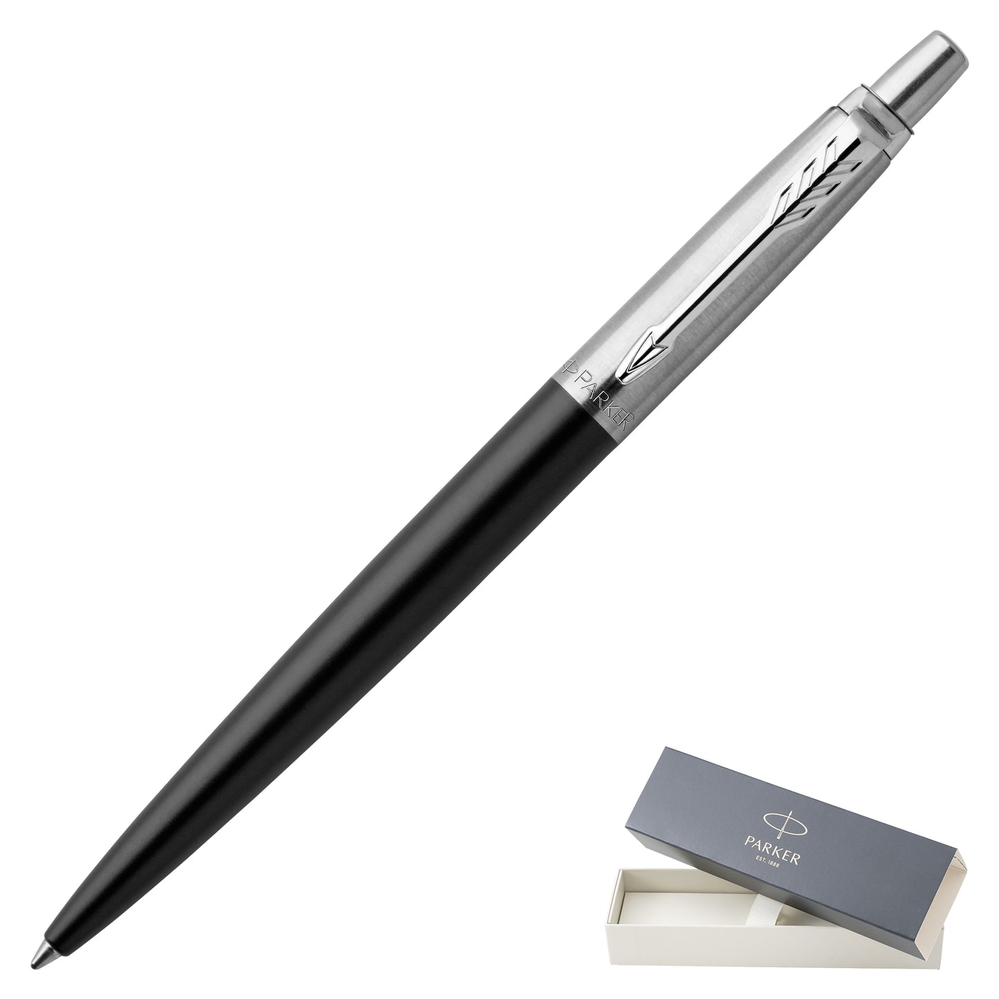 Parker Jotter Bond Street Black Chrome Trim Ballpoint Pen with Gift Box