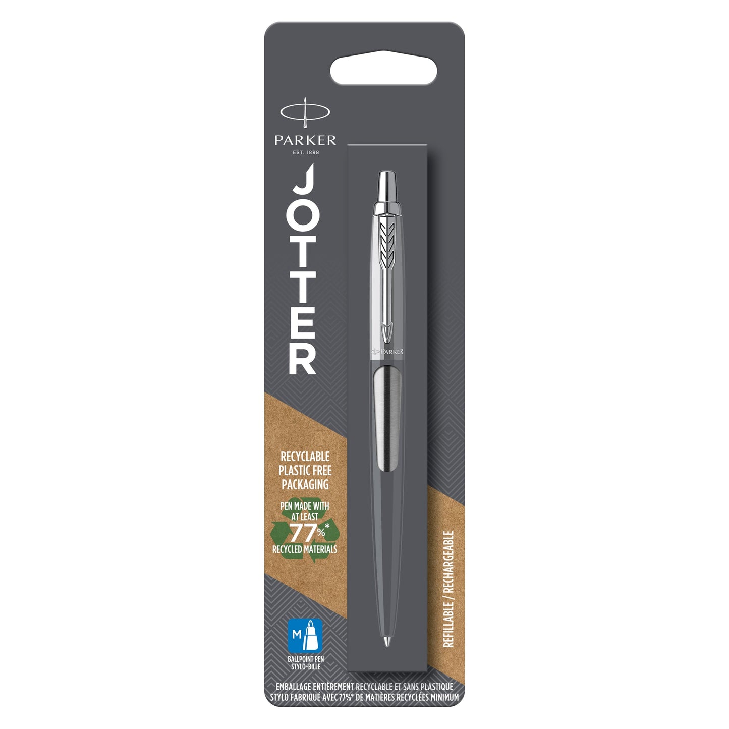 Parker Jotter Stainless Steel Chrome Trim Ballpoint Pen Blue Ink