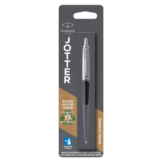 Parker Jotter Bond Street Black Chrome Trim Ballpoint Pen