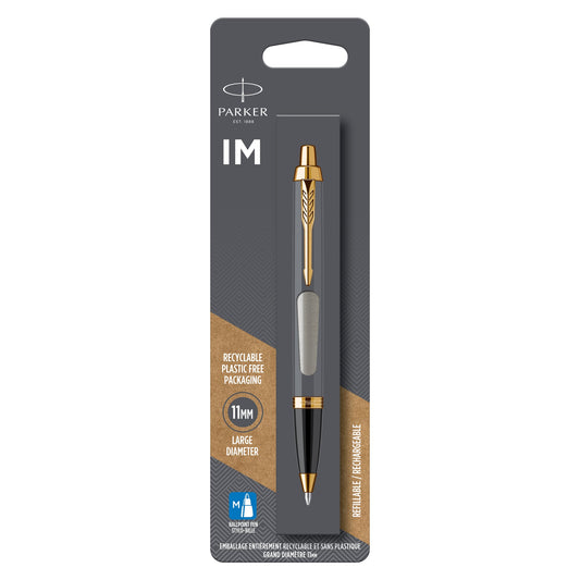 Parker IM Brushed Metal Gold Trim Ballpoint Pen