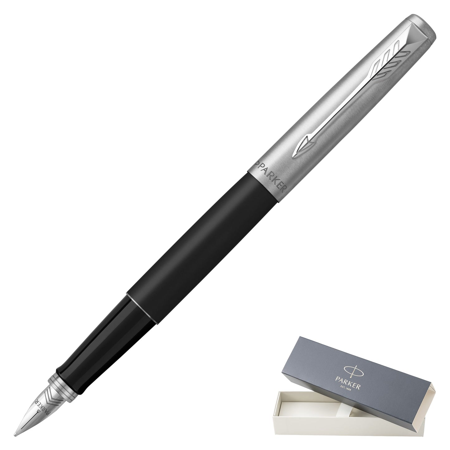 Parker Jotter Bond Street Black Chrome Trim Fountain Pen