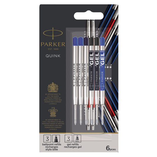 Parker Jotter Refills Discovery Pack 6 Assorted Medium Point Refills