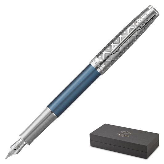 Parker Sonnet Metal Blue Chrome Trim Fountain Pen