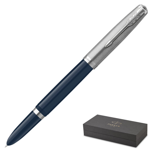 Parker 51 Mid Blue Chrome Trim Fountain Pen