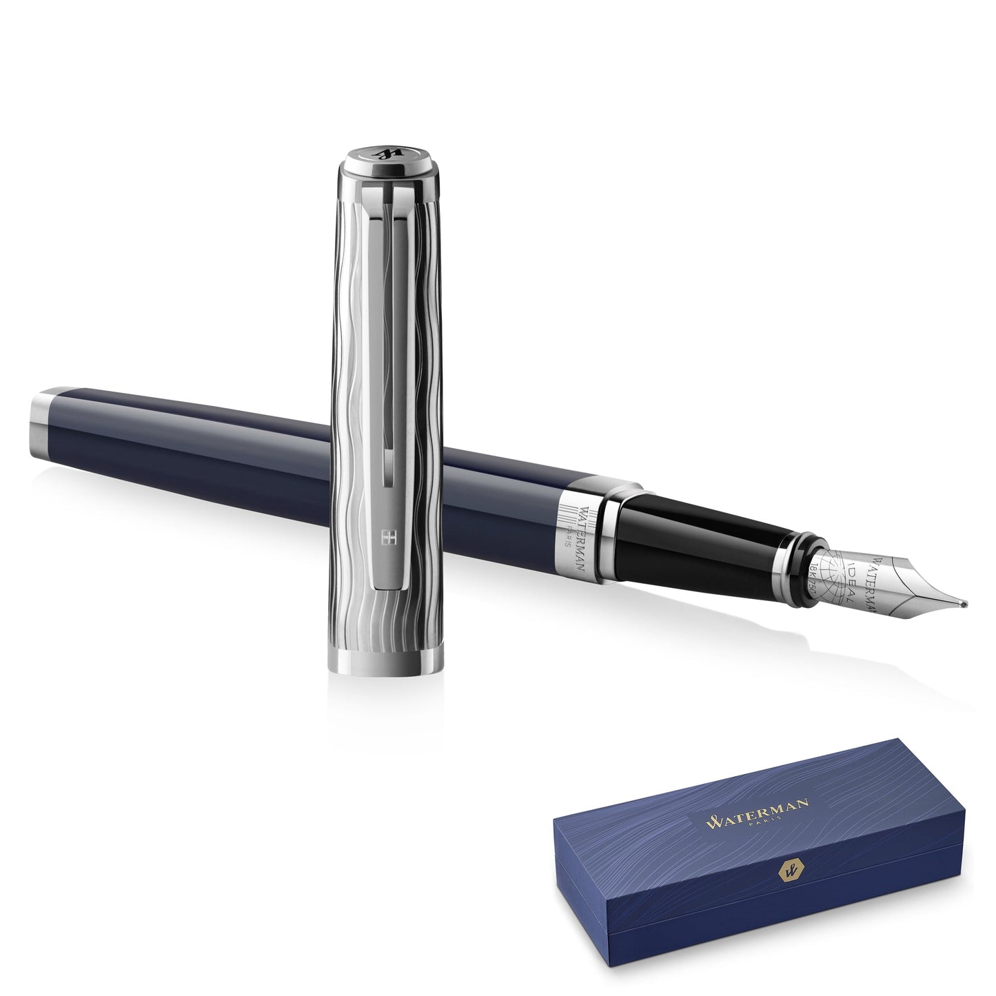 Waterman Exception 2022 Special Edition Deluxe Blue Chrome Trim Fountain Pen Medium Nib