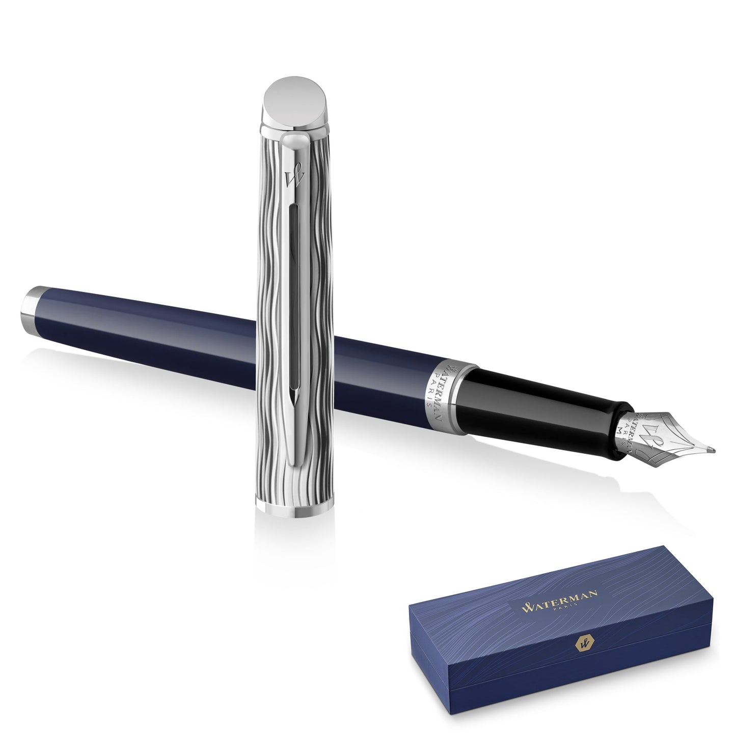 Waterman Hémisphère 2022 Special Edition Deluxe Blue Chrome Trim Fountain Pen Fine Nib