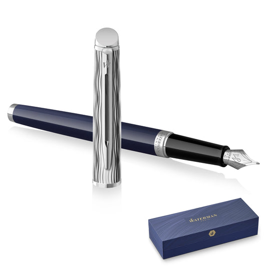 Waterman Hémisphère 2022 Special Edition Deluxe Blue Chrome Trim Fountain Pen Fine Nib