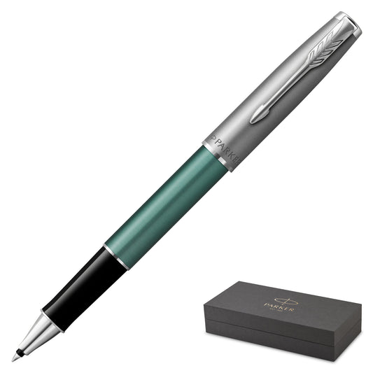 Parker Sonnet Green Sandblasted Chrome Trim Rollerball Pen