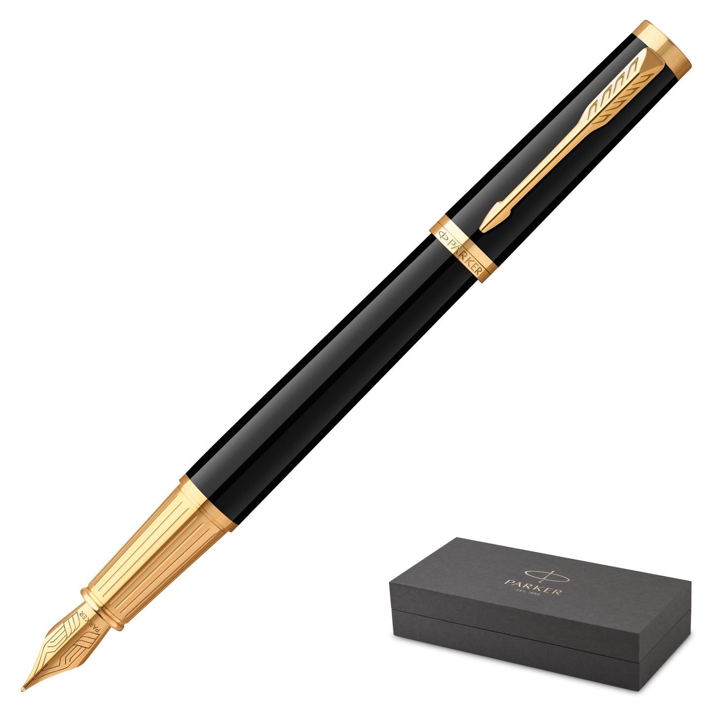 Parker Ingenuity Black Gold Trim Fountain Pen Fine Nib