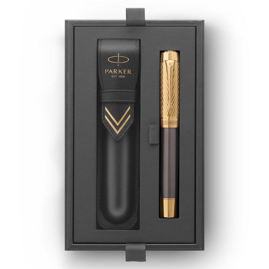 Parker Duofold Pioneers Fine Point Fountain Pen in Grey Lacquer with Arrow Gold Trim
