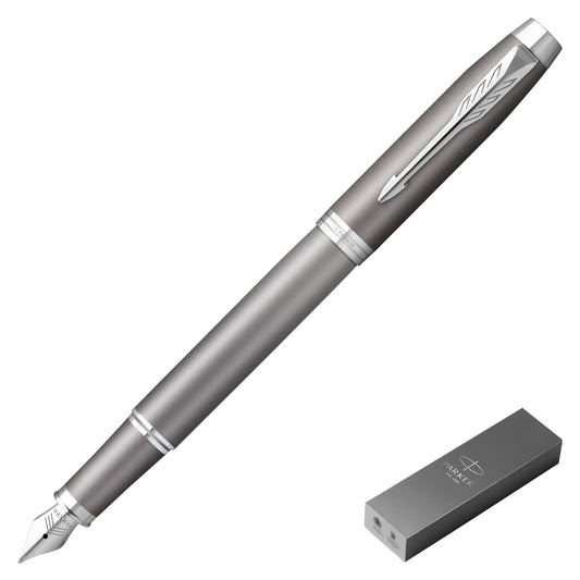 Parker IM Writing Rituals Fountain Pen Fine Nib - Grey Chrome Trim