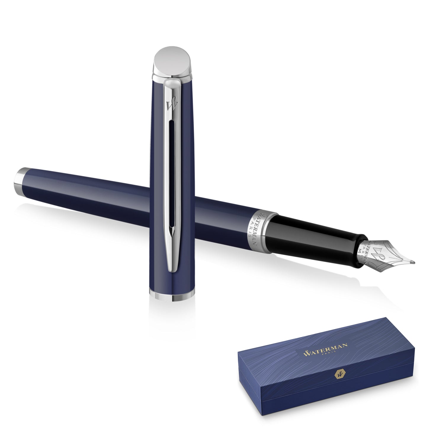 Waterman Hémisphère Blue Chrome Trim Fountain Pen Medium Nib