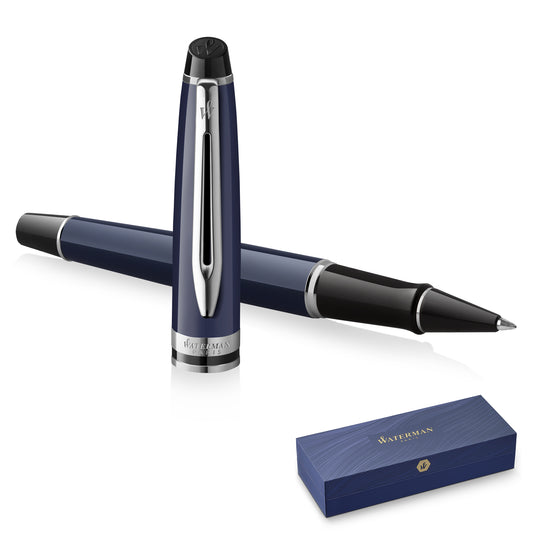 Waterman Expert Blue Chrome Trim Rollerball Pen