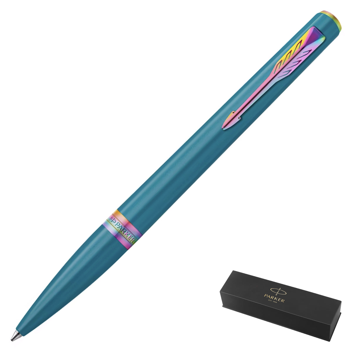 Parker Meridian Core Ballpoint Pen – Teal Lacquer with Rainbow Trim