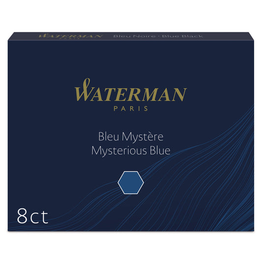 Waterman Long Blue Black Ink Cartridges pack of 8