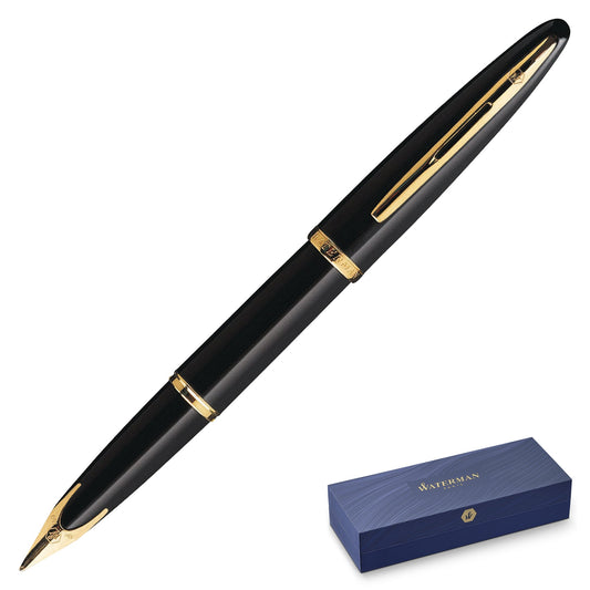 Waterman Carène Black Gold Trim Fountain Pen Fine Nib