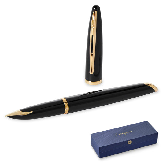 Waterman Carène Black Gold Trim Fountain Pen Medium Nib