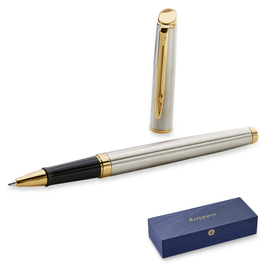 Waterman Hémisphère Stainless Steel Gold Trim Rollerball Pen