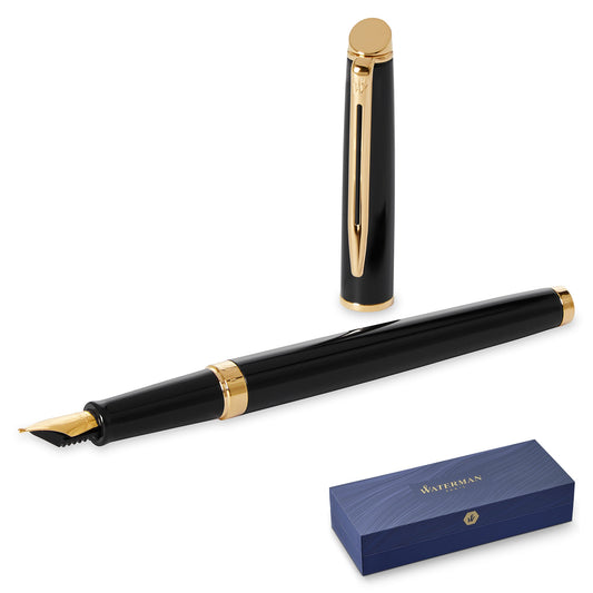 Waterman Hémisphère Black Gold Trim Fountain Pen Medium Nib