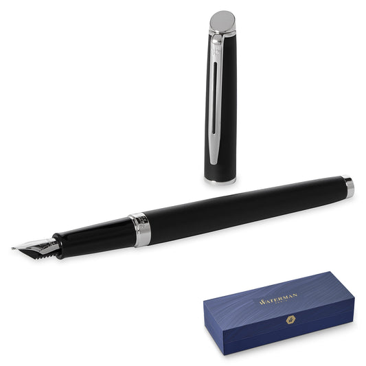 Waterman Hémisphère Matte Black Chrome Trim Fountain Pen Medium Nib