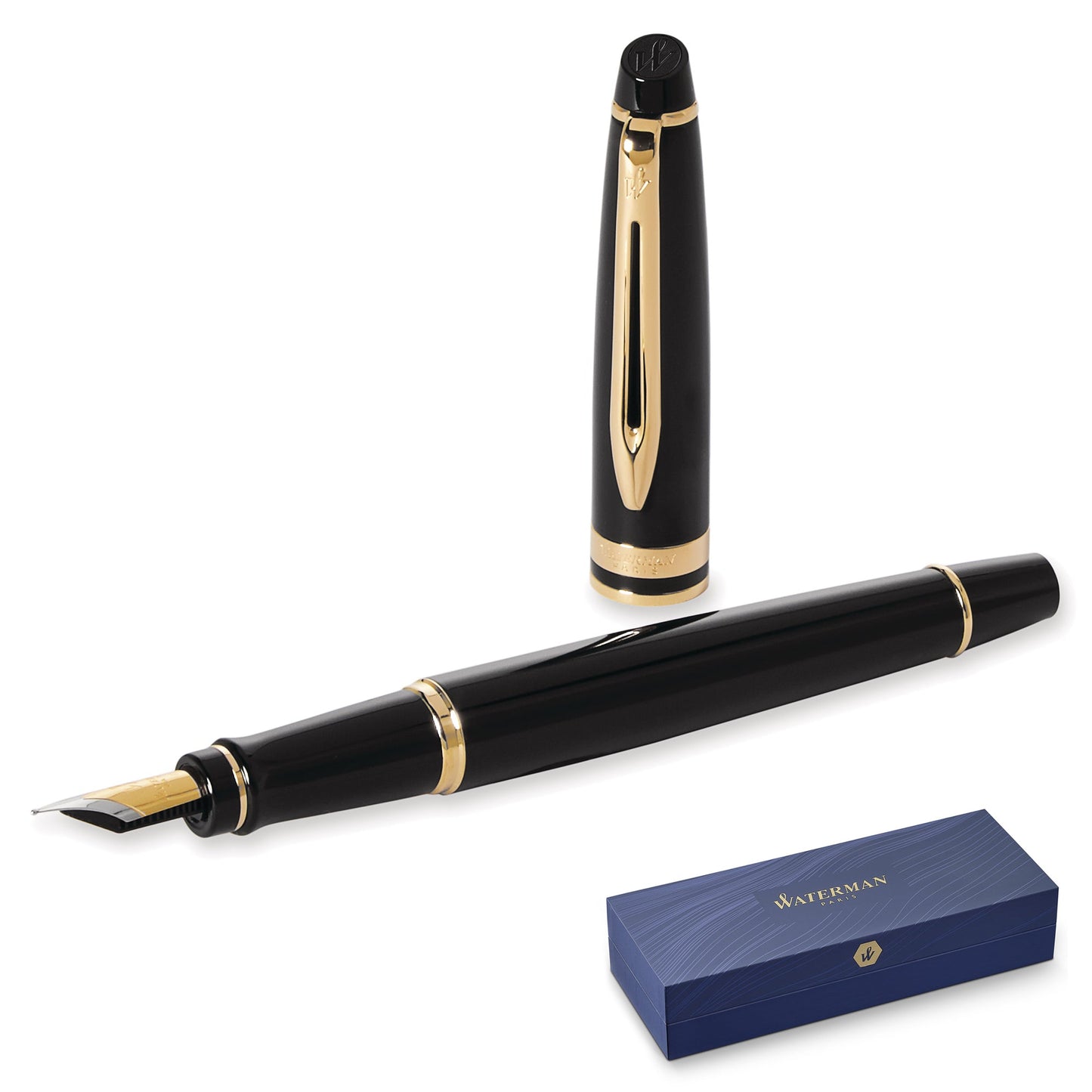 Waterman Expert 3 Black Gold Trim Fountain Pen Fine Nib