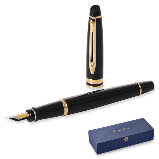 Waterman Expert 3 Black Gold Trim Fountain Pen Fine Nib