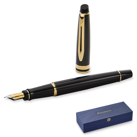Waterman Expert 3 Black Gold Trim Fountain Pen Medium Nib