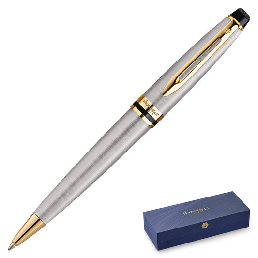 Waterman Expert 3 Stainless Steel Gold Trim Ballpoint Pen
