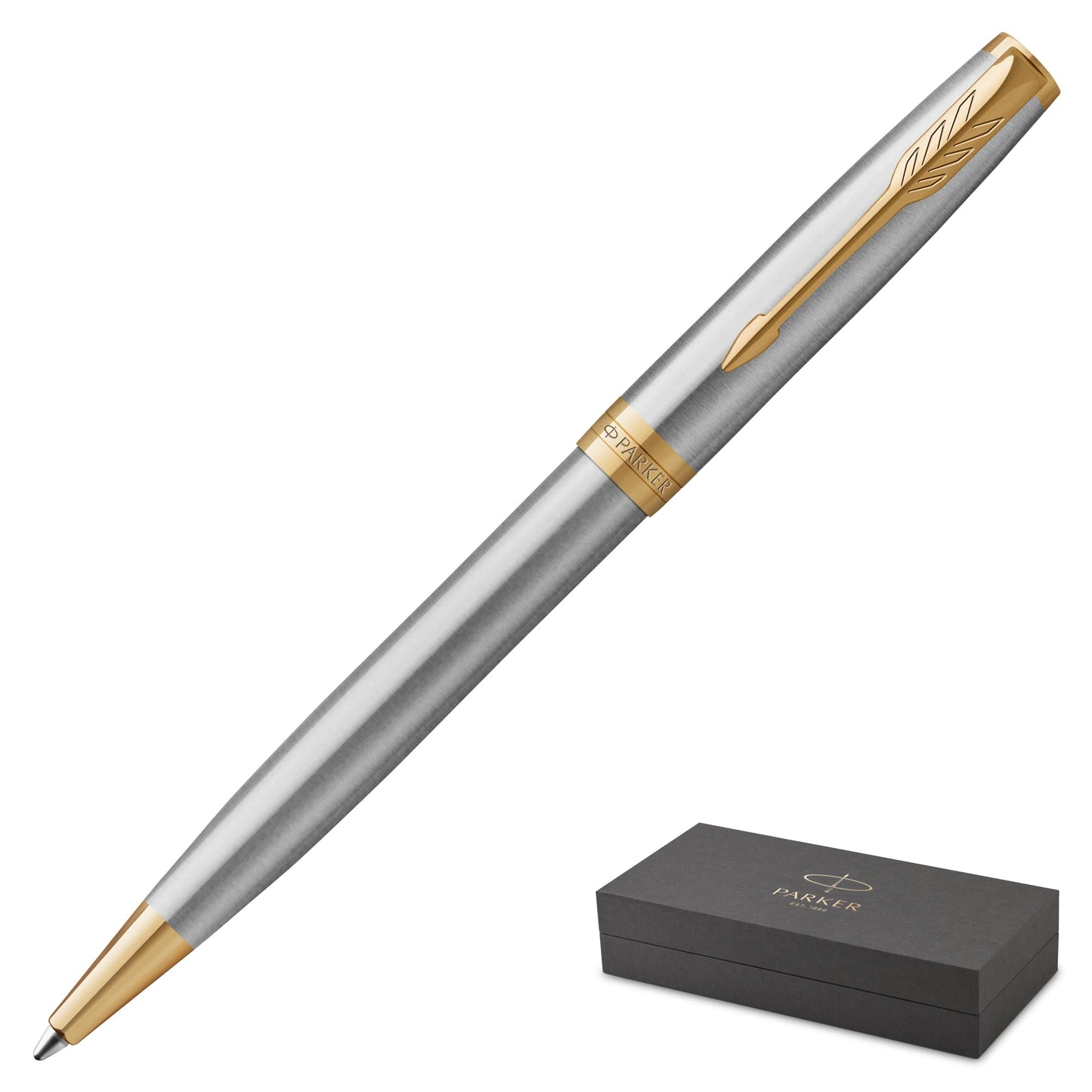 Parker Sonnet Stainless Steel Gold Trim Ballpoint Pen