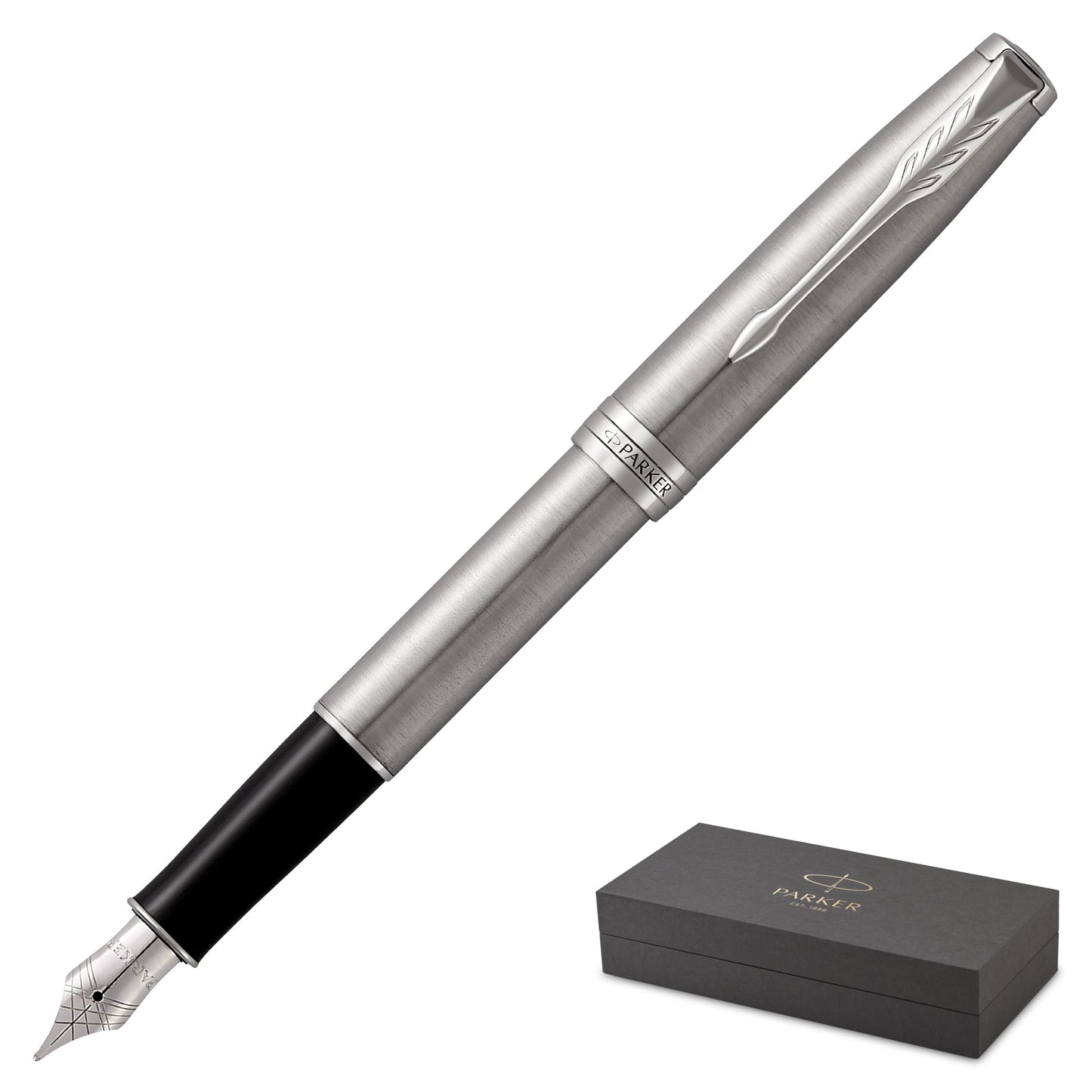 Parker Sonnet Stainless Steel Chrome Trim Fountain Pen Fine Nib
