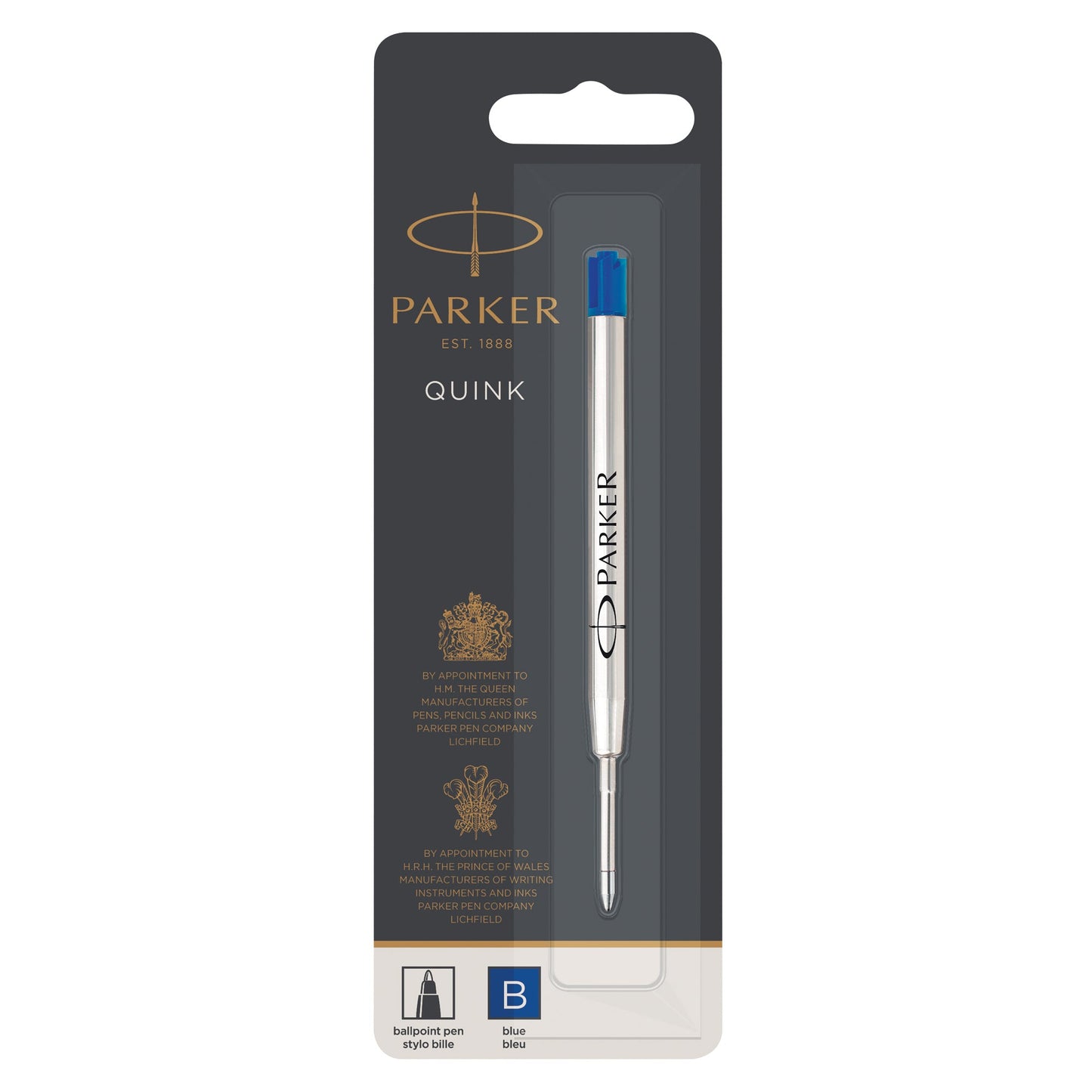 Parker Quinkflow Ballpoint Pen Refill in blue ink with a broad tip
