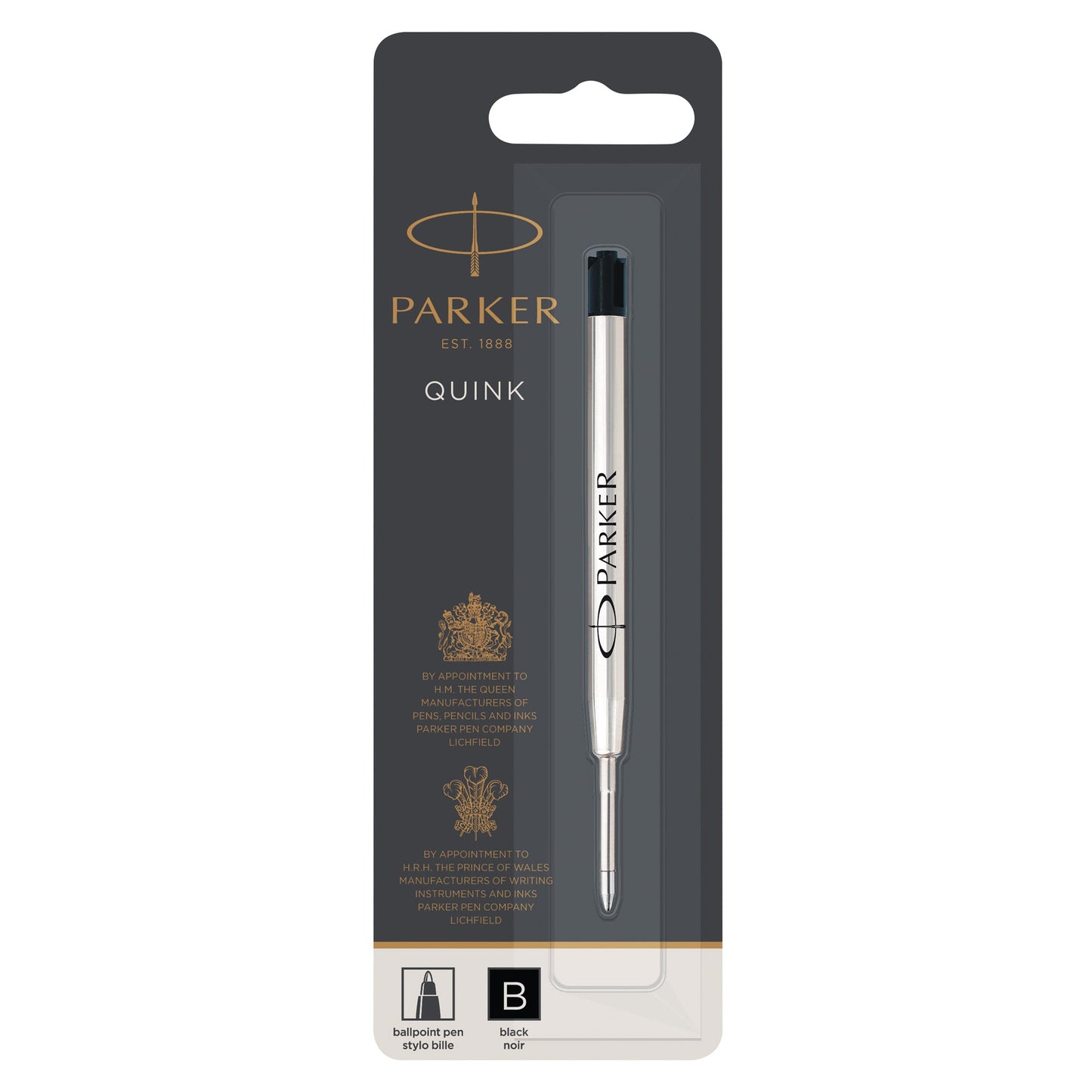 Parker Quinkflow Ballpoint Pen Refill in black ink with a broad tip