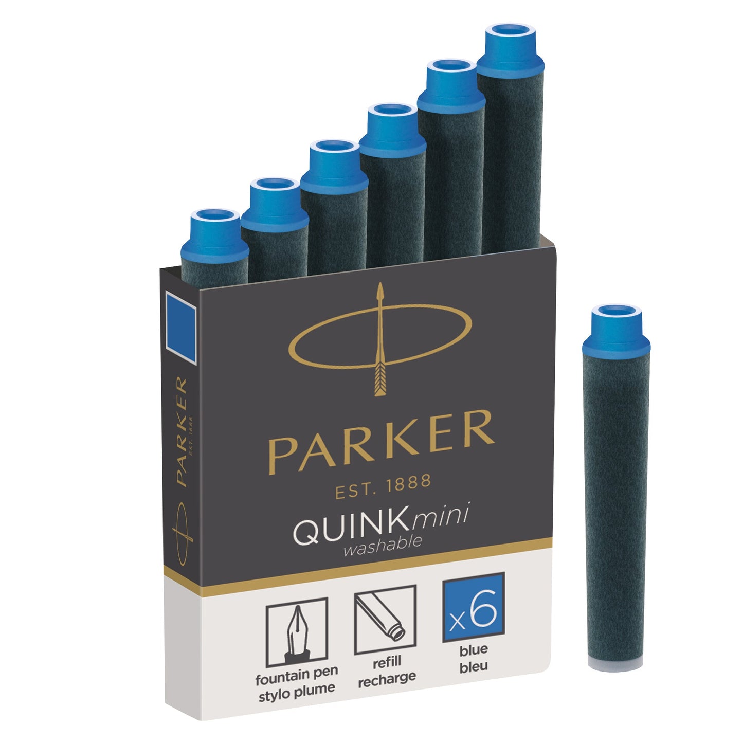 Parker Quink Mini Ink Cartridges in Washable Blue