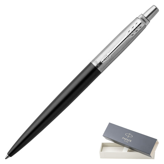 Parker Jotter Bond Street Black Chrome Trim Ballpoint Pen with Gift Box